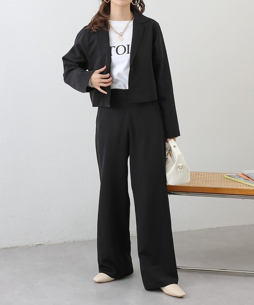 COLONY 2139(コロニートゥーワンスリーナイン)の「WEB限定/一部店舗限定 ストレッチジョーゼットワイドパンツ&ショートジャケットセットアップ(セットアップ・レディース・アイボリー/ブラック/チャコールグレー/ブラウン・FREE)」の5枚目の写真