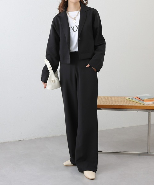 COLONY 2139(コロニートゥーワンスリーナイン)の「WEB限定/一部店舗限定 ストレッチジョーゼットワイドパンツ&ショートジャケットセットアップ(セットアップ・レディース・アイボリー/ブラック/チャコールグレー/ブラウン・FREE)」の8枚目の写真