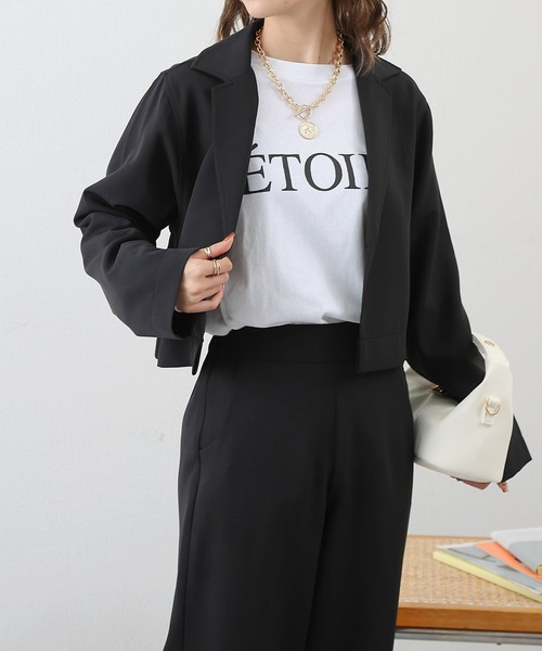 COLONY 2139(コロニートゥーワンスリーナイン)の「WEB限定/一部店舗限定 ストレッチジョーゼットワイドパンツ&ショートジャケットセットアップ(セットアップ・レディース・アイボリー/ブラック/チャコールグレー/ブラウン・FREE)」の11枚目の写真