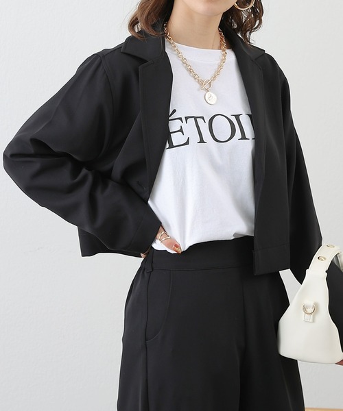 COLONY 2139(コロニートゥーワンスリーナイン)の「WEB限定/一部店舗限定 ストレッチジョーゼットワイドパンツ&ショートジャケットセットアップ(セットアップ・レディース・アイボリー/ブラック/チャコールグレー/ブラウン・FREE)」の9枚目の写真