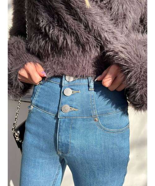 EMODA（エモダ）の「【ELDER】NUDEハイウエストデニム（デニムパンツ・レディース・ライトブルー/ブラック/インディゴブルー・SMALL/X-SMALL/MEDIUM）」の9枚目の写真