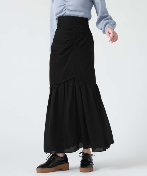 archives(アルシーヴ)の「ドッキングヘムアシメギャザースカート(スカート・レディース・モカ/アイボリー/ブラック・MEDIUM)」の3枚目の写真