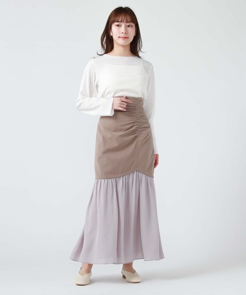 archives(アルシーヴ)の「ドッキングヘムアシメギャザースカート(スカート・レディース・モカ/アイボリー/ブラック・MEDIUM)」の13枚目の写真