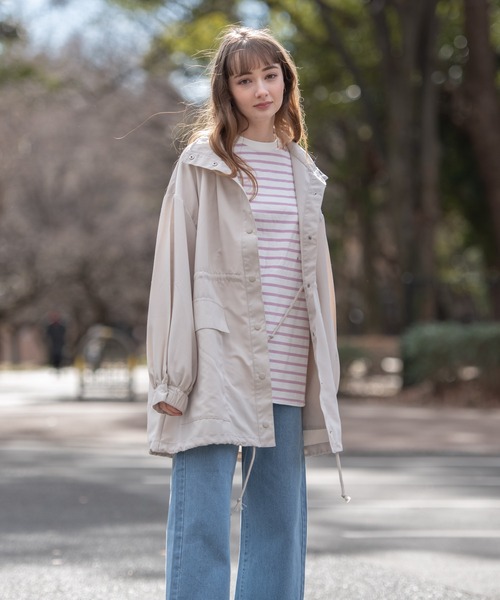OUTDOOR PRODUCTS APPAREL(アウトドアプロダクツアパレル)の「スタンドカラー ボリューム マウンテンパーカー ミリタリージャケット(ミリタリージャケット・レディース・ブラック/カーキ/アイボリー・MEDIUM)」の12枚目の写真