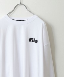 FILA | 【別注】 【FILA】ビッグシルエット ドロップショルダー高密度天竺左胸筆記体ロゴ長袖Tシャツ(Tシャツ/カットソー)
