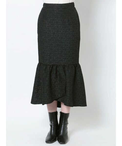 LAGUNAMOON（ラグナムーン）の「ジャカードギャザー切替スカート（スカート・レディース・ホワイト/ブラック・SMALL/MEDIUM）」の3枚目の写真