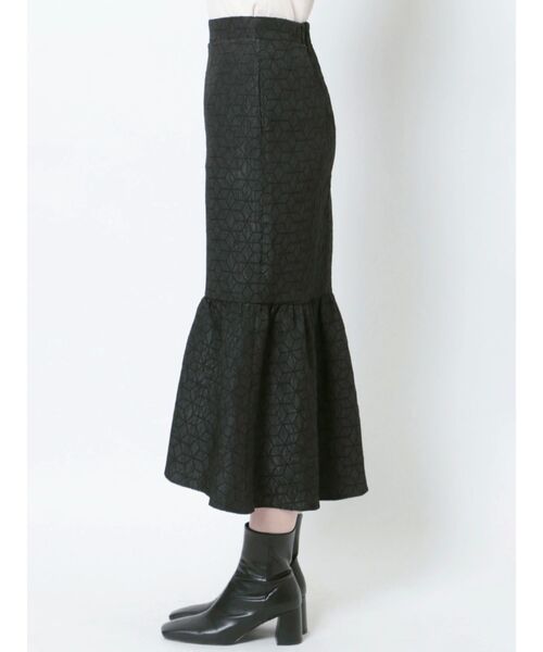 LAGUNAMOON（ラグナムーン）の「ジャカードギャザー切替スカート（スカート・レディース・ホワイト/ブラック・SMALL/MEDIUM）」の4枚目の写真