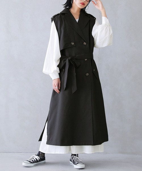 osharewalker(オシャレウォーカー)の「【廃盤】『ノースリーブトレンチコートジレベスト』(ベスト・レディース・ベージュ/ブラック・FREE)」の19枚目の写真