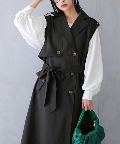 osharewalker(オシャレウォーカー)の「【廃盤】『ノースリーブトレンチコートジレベスト』(ベスト・レディース・ベージュ/ブラック・FREE)」の21枚目の写真