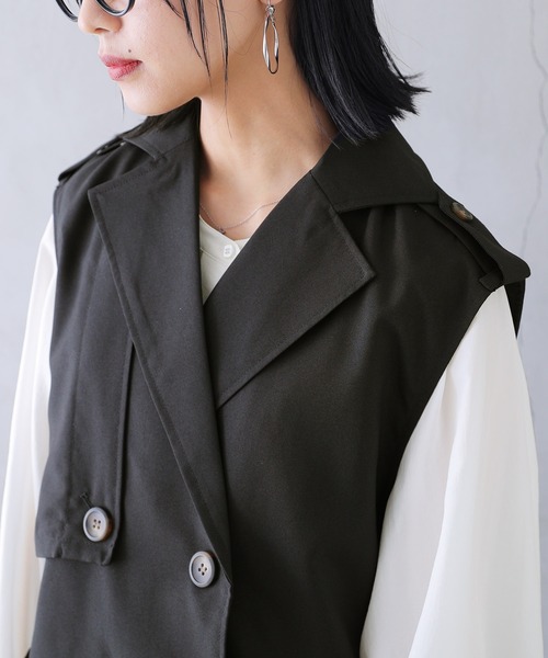 osharewalker(オシャレウォーカー)の「【廃盤】『ノースリーブトレンチコートジレベスト』(ベスト・レディース・ベージュ/ブラック・FREE)」の22枚目の写真