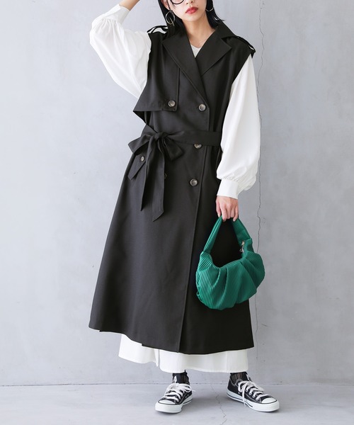 osharewalker(オシャレウォーカー)の「【廃盤】『ノースリーブトレンチコートジレベスト』(ベスト・レディース・ベージュ/ブラック・FREE)」の18枚目の写真