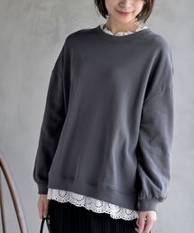 裏毛レース付きプルオーバー