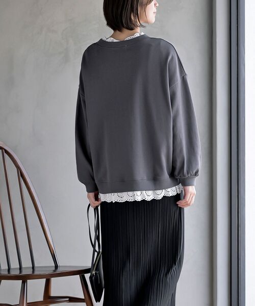 rps（アールピーエス）の「裏毛レース付きプルオーバー（スウェット・レディース・ピンク/グリーン/ブルー/オートミール/ネイビー/イエロー/アイボリー/サックスブルー/グレー/チャコールグレー/ブラック/グレイッシュブルー・フリー）」の18枚目の写真