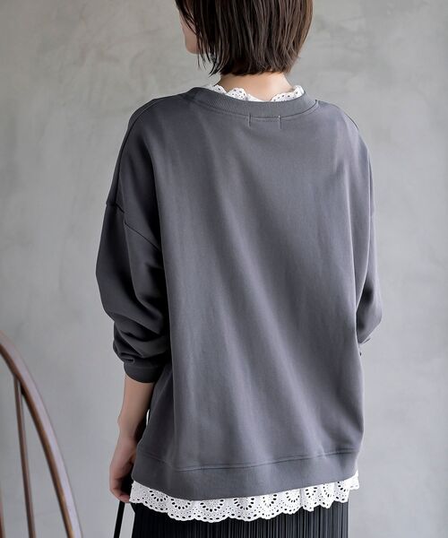 rps（アールピーエス）の「裏毛レース付きプルオーバー（スウェット・レディース・ピンク/グリーン/ブルー/オートミール/ネイビー/イエロー/アイボリー/サックスブルー/グレー/チャコールグレー/ブラック/グレイッシュブルー・フリー）」の22枚目の写真