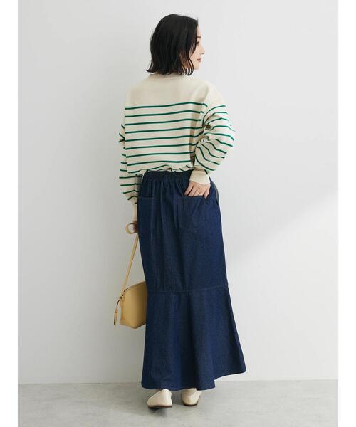 Green　Parks（グリーンパークス）の「切り替えマーメイドスカート（デニムスカート・レディース・オフホワイト/インディゴブルー/ライトインディゴブルー・FREE）」の6枚目の写真