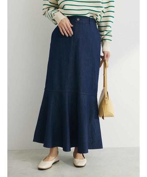Green　Parks（グリーンパークス）の「切り替えマーメイドスカート（デニムスカート・レディース・オフホワイト/インディゴブルー/ライトインディゴブルー・FREE）」の7枚目の写真