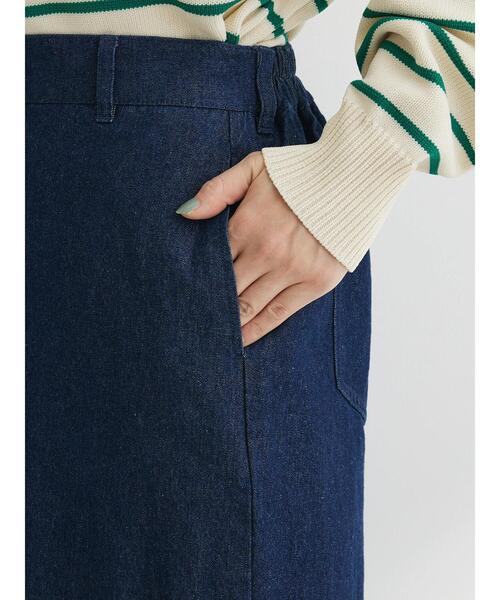 Green　Parks（グリーンパークス）の「切り替えマーメイドスカート（デニムスカート・レディース・オフホワイト/インディゴブルー/ライトインディゴブルー・FREE）」の9枚目の写真