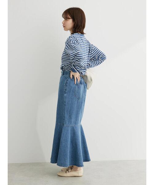Green　Parks（グリーンパークス）の「切り替えマーメイドスカート（デニムスカート・レディース・オフホワイト/インディゴブルー/ライトインディゴブルー・FREE）」の13枚目の写真