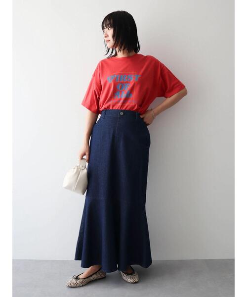 Green　Parks（グリーンパークス）の「切り替えマーメイドスカート（デニムスカート・レディース・オフホワイト/インディゴブルー/ライトインディゴブルー・FREE）」の14枚目の写真