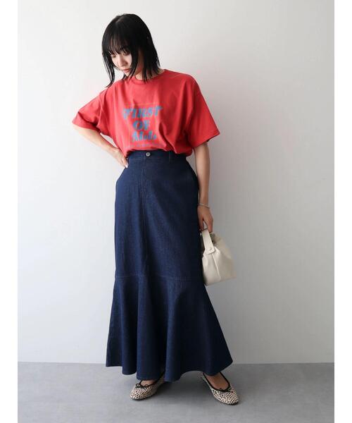 Green　Parks（グリーンパークス）の「切り替えマーメイドスカート（デニムスカート・レディース・オフホワイト/インディゴブルー/ライトインディゴブルー・FREE）」の15枚目の写真