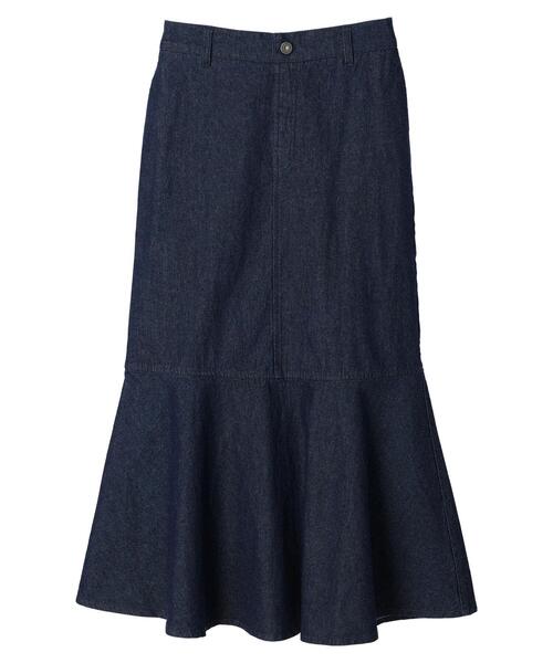 Green　Parks（グリーンパークス）の「切り替えマーメイドスカート（デニムスカート・レディース・オフホワイト/インディゴブルー/ライトインディゴブルー・FREE）」の16枚目の写真