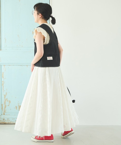 Crisp(クリスプ)の「レースパッチワークスカート(スカート・レディース・ホワイト/ブラック・FREE)」の7枚目の写真