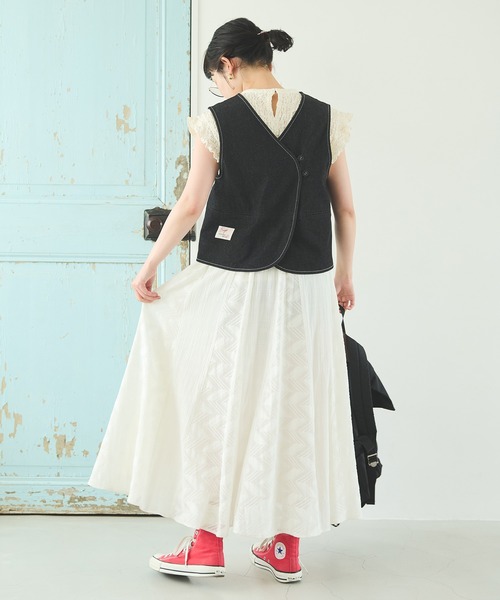 Crisp(クリスプ)の「レースパッチワークスカート(スカート・レディース・ホワイト/ブラック・FREE)」の8枚目の写真