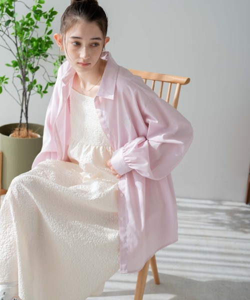 WEGO（ウィゴー）の「WEGO/【セットアップ対応】ロゴ刺繍ボリュームスリーブシャツ（シャツ/ブラウス・レディース・ブルー系その他4/ホワイト/その他1/サックスブルー・FREE）」の4枚目の写真