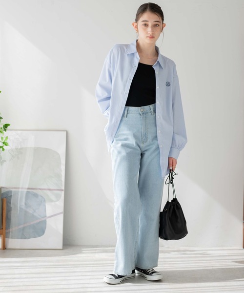 WEGO（ウィゴー）の「WEGO/【セットアップ対応】ロゴ刺繍ボリュームスリーブシャツ（シャツ/ブラウス・レディース・ブルー系その他4/ホワイト/その他1/サックスブルー・FREE）」の7枚目の写真