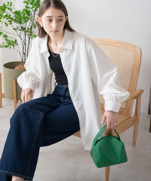 WEGO（ウィゴー）の「WEGO/【セットアップ対応】ロゴ刺繍ボリュームスリーブシャツ（シャツ/ブラウス・レディース・ブルー系その他4/ホワイト/その他1/サックスブルー・FREE）」の15枚目の写真