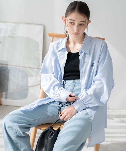 WEGO（ウィゴー）の「WEGO/【セットアップ対応】ロゴ刺繍ボリュームスリーブシャツ（シャツ/ブラウス・レディース・ブルー系その他4/ホワイト/その他1/サックスブルー・FREE）」の20枚目の写真