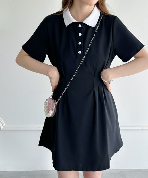 Loueme(ルエム)の「【23S/S】ウエストタックハートボタンワンピース(ワンピース・レディース・ブラック・FREE)」の6枚目の写真