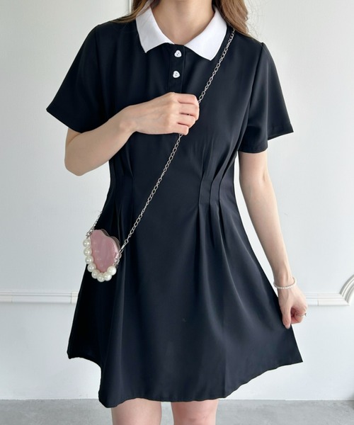 Loueme(ルエム)の「【23S/S】ウエストタックハートボタンワンピース(ワンピース・レディース・ブラック・FREE)」の5枚目の写真