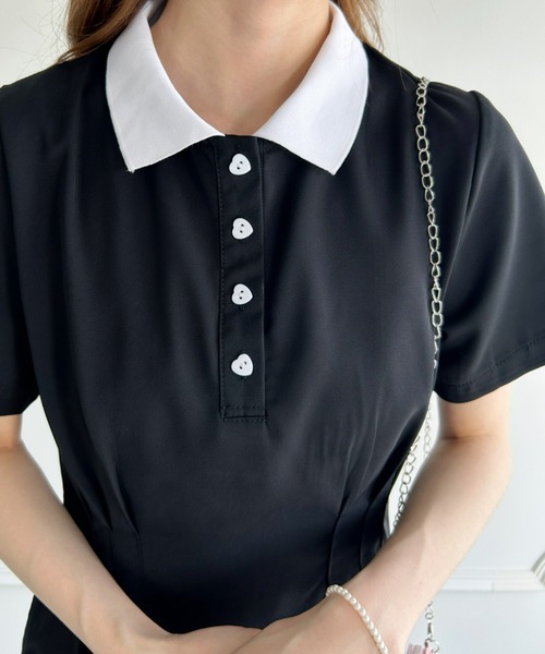 Loueme(ルエム)の「【23S/S】ウエストタックハートボタンワンピース(ワンピース・レディース・ブラック・FREE)」の8枚目の写真