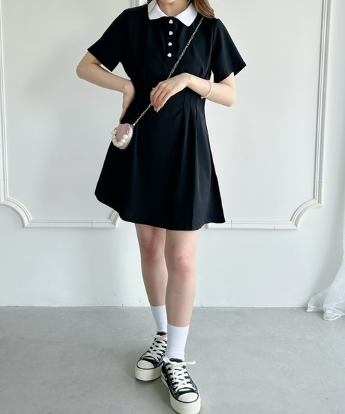 Loueme(ルエム)の「【23S/S】ウエストタックハートボタンワンピース(ワンピース・レディース・ブラック・FREE)」の3枚目の写真