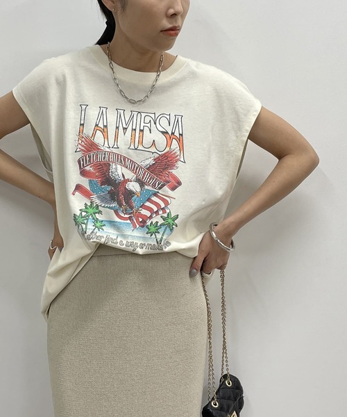 LOUNGEDRESS（ラウンジドレス）の「別注【GOODROCKSPEED/グッドロックスピード】 フレンチロックT（Tシャツ/カットソー・レディース・ブラック/オフホワイト・FREE）」の2枚目の写真