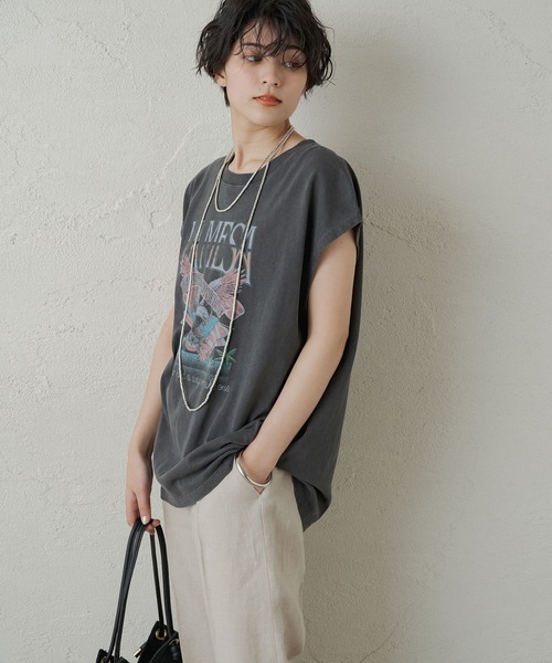 LOUNGEDRESS（ラウンジドレス）の「別注【GOODROCKSPEED/グッドロックスピード】 フレンチロックT（Tシャツ/カットソー・レディース・ブラック/オフホワイト・FREE）」の6枚目の写真