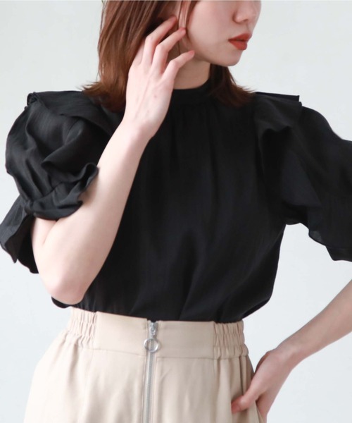 archives（アルシーヴ）の「五分袖フリルブラウス（シャツ/ブラウス・レディース・ブラック/ミント/オフホワイト/グレー・MEDIUM）」の20枚目の写真