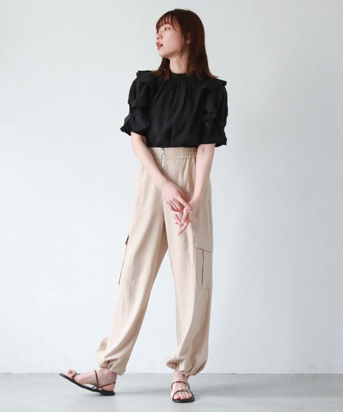 archives（アルシーヴ）の「五分袖フリルブラウス（シャツ/ブラウス・レディース・ブラック/ミント/オフホワイト/グレー・MEDIUM）」の16枚目の写真