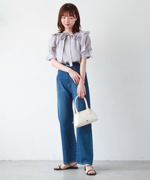 archives（アルシーヴ）の「五分袖フリルブラウス（シャツ/ブラウス・レディース・ブラック/ミント/オフホワイト/グレー・MEDIUM）」の7枚目の写真