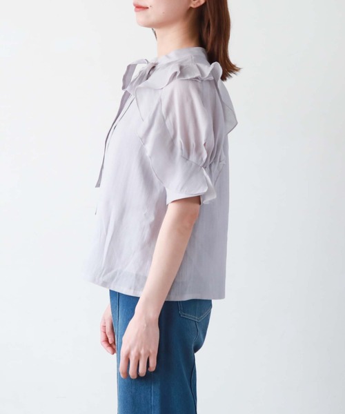 archives（アルシーヴ）の「五分袖フリルブラウス（シャツ/ブラウス・レディース・ブラック/ミント/オフホワイト/グレー・MEDIUM）」の21枚目の写真