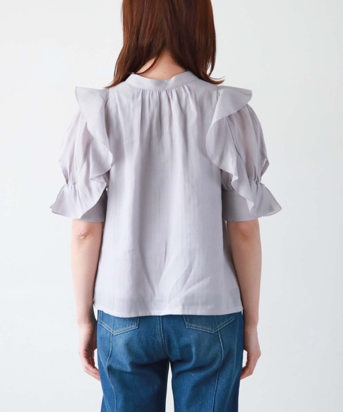 archives（アルシーヴ）の「五分袖フリルブラウス（シャツ/ブラウス・レディース・ブラック/ミント/オフホワイト/グレー・MEDIUM）」の12枚目の写真