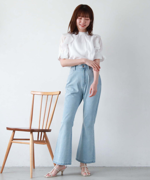 archives（アルシーヴ）の「五分袖フリルブラウス（シャツ/ブラウス・レディース・ブラック/ミント/オフホワイト/グレー・MEDIUM）」の22枚目の写真