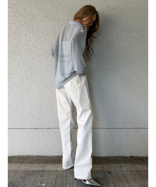 EGOIST（エゴイスト）の「ショルダースリットシアーシャツ（シャツ/ブラウス・レディース・ブラック/サックスブルー/ホワイト・FREE）」の15枚目の写真