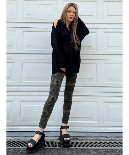 EGOIST（エゴイスト）の「ショルダースリットシアーシャツ（シャツ/ブラウス・レディース・ブラック/サックスブルー/ホワイト・FREE）」の11枚目の写真