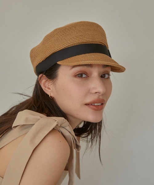 ACYM（アシーム）の「Paper tape ribbon キャスケット（キャスケット・レディース・ブラウン/ベージュ・FREE）」の18枚目の写真