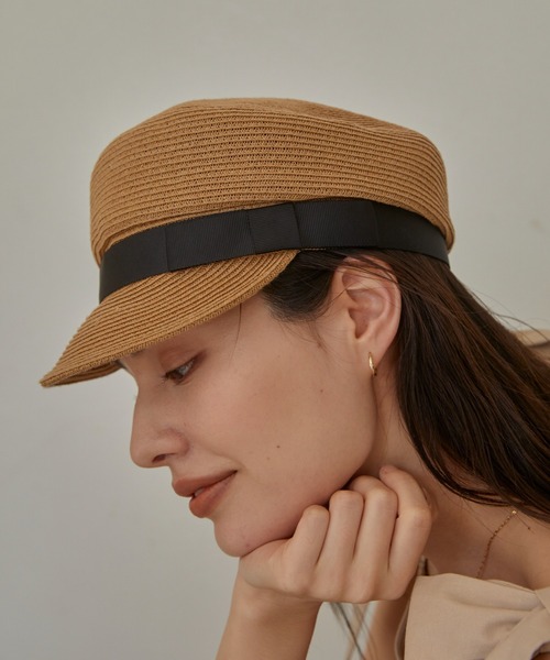 ACYM（アシーム）の「Paper tape ribbon キャスケット（キャスケット・レディース・ブラウン/ベージュ・FREE）」の13枚目の写真