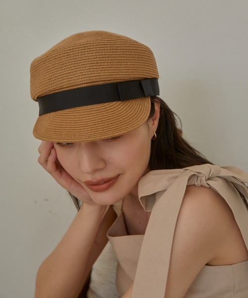 ACYM（アシーム）の「Paper tape ribbon キャスケット（キャスケット・レディース・ブラウン/ベージュ・FREE）」の10枚目の写真