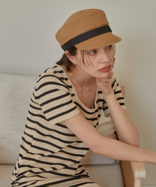 ACYM（アシーム）の「Paper tape ribbon キャスケット（キャスケット・レディース・ブラウン/ベージュ・FREE）」の21枚目の写真