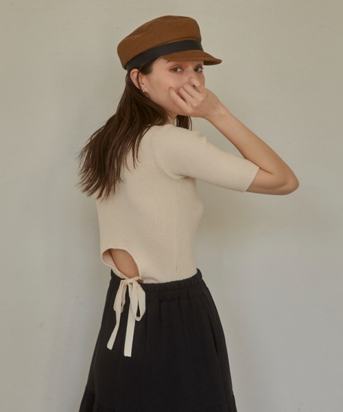 ACYM（アシーム）の「Paper tape ribbon キャスケット（キャスケット・レディース・ブラウン/ベージュ・FREE）」の20枚目の写真